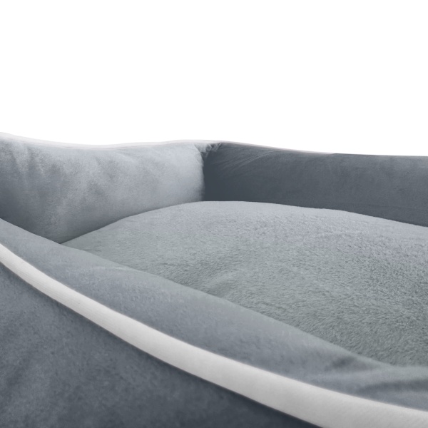 Luxe Grey Velvet Dog Bed